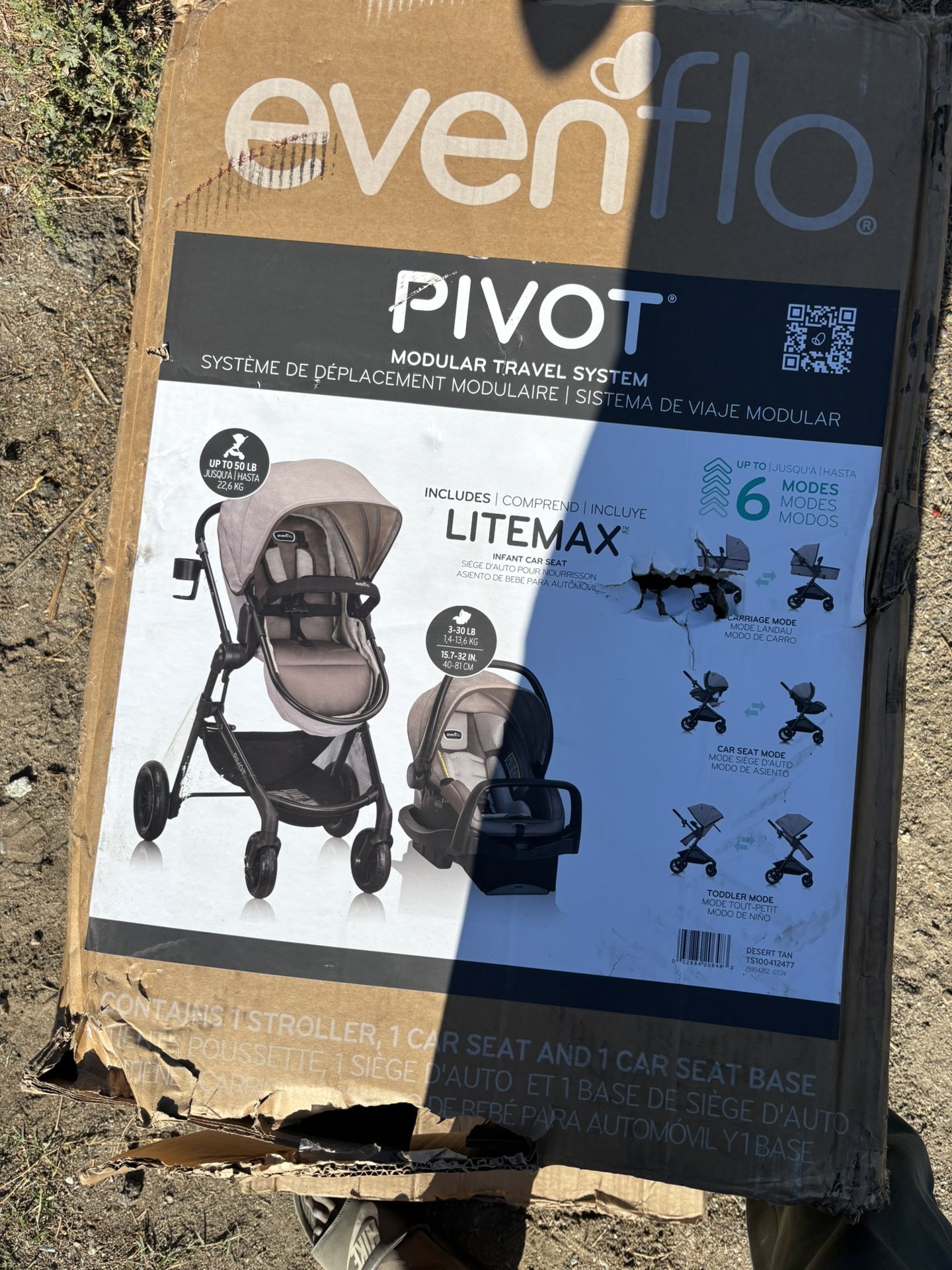Evenflo Pivot Modular Travel System With LightMax Preemie And Infant Car Seat (desert Tan)