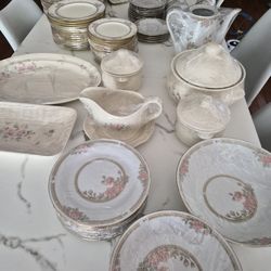 Tea Rose Pattern Dinnerware Set and Serveware Dishes