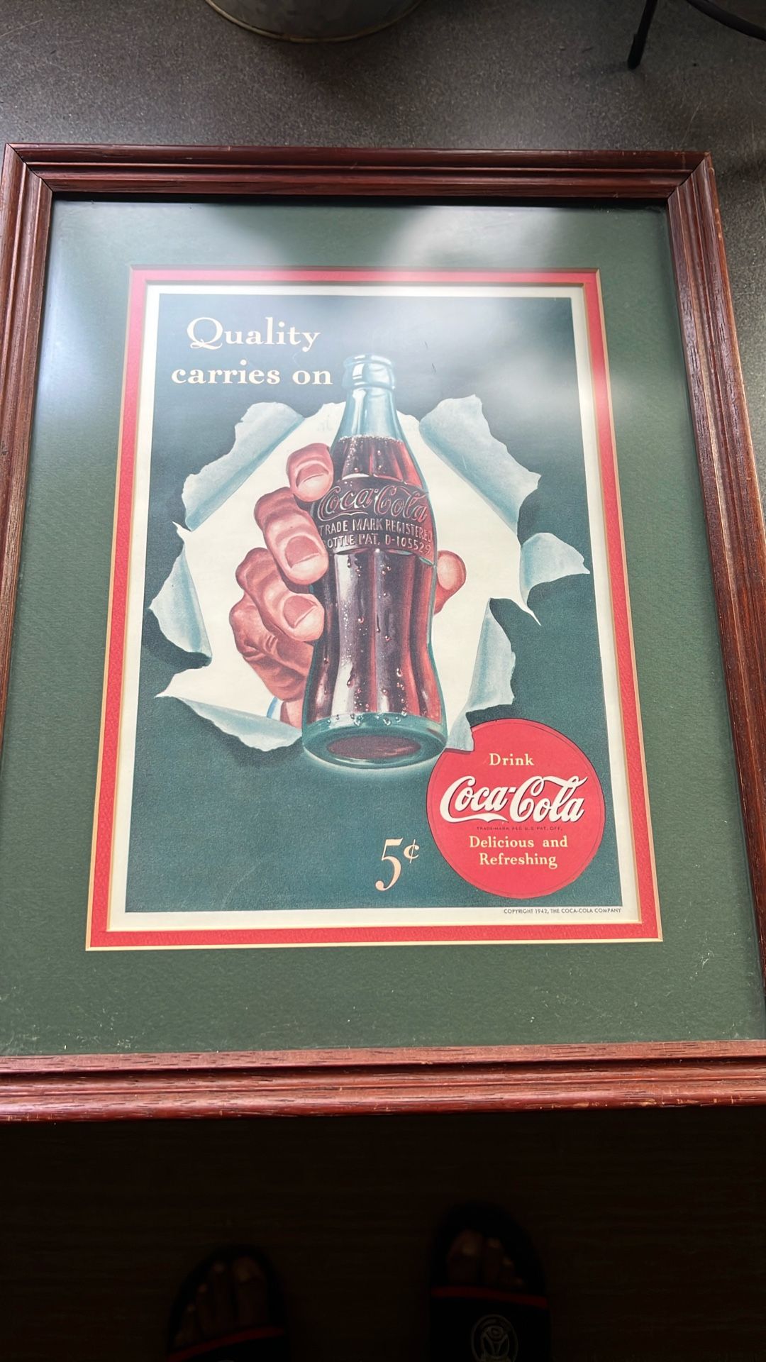 Vintage Coke Cola Matted&Framed From1942