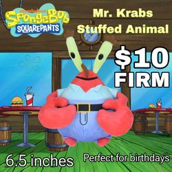 (NEW) Nickelodeon SpongeBob SquarePants Mr. Krabs 6.5 inch Stuffed Animal 