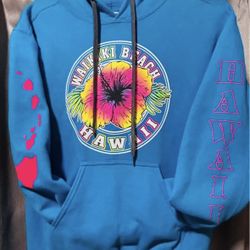 Hawaii blue w/ Neon writing hoodie