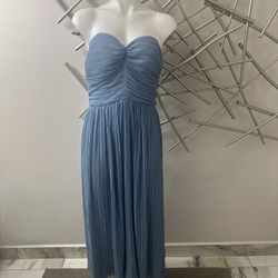 Zara Pleated Blue evening Midi dress size large