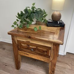 Real Oak Wood Side Table 