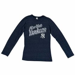 5th & Ocean Womens M New York Yankees Long Sleeve Shirt Navy Blue Vintage Style