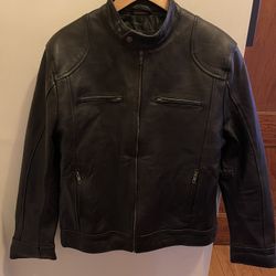 Cafe Racer Leather Motorcycle Jacket - New Condition- Size L