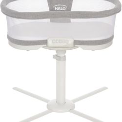 HALO BassiNest Luxe Swivel Sleeper - Over-Bed Baby Bassinet with 360° Rotation, Vibrations, White Noise, and Safe Close-Sleeping Design, Dove Grey Twe