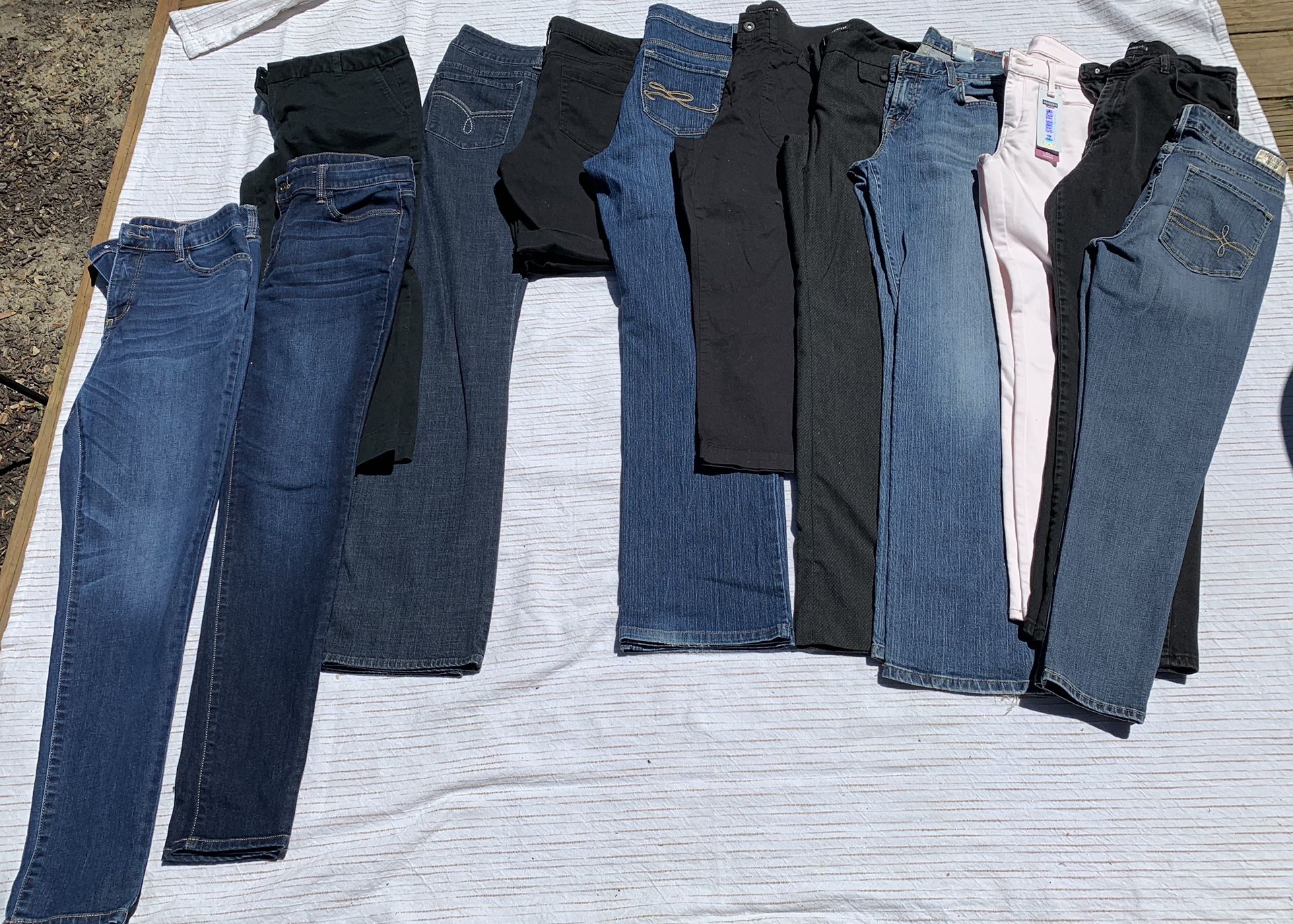 12 pair lot of name brand pants jeans dress Gap Levi’s The Limited size 8