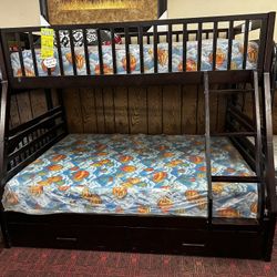 Twin Over Full Bunk Bed Complete With Mattresses