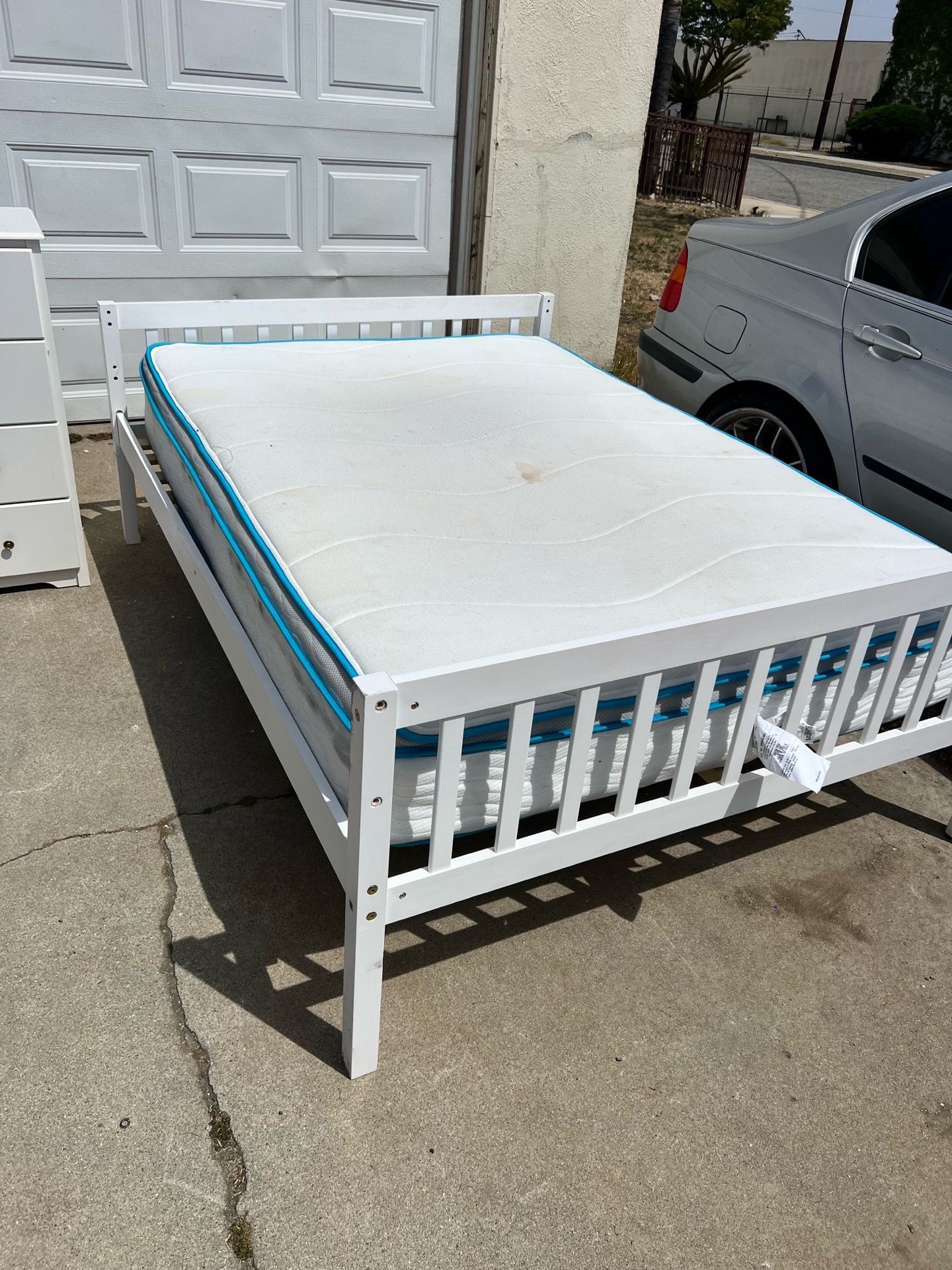 White full size bed frame