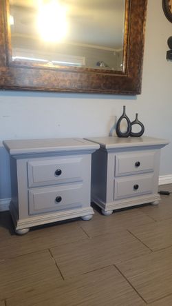 TWO NICE GRAY NIGHTSTANDS