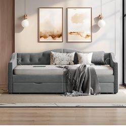 Twin Daybed With Storage Drawers And 8” Gel Mattress