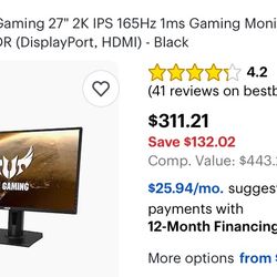 TUF Gaming Monitor 27” 165 Hz