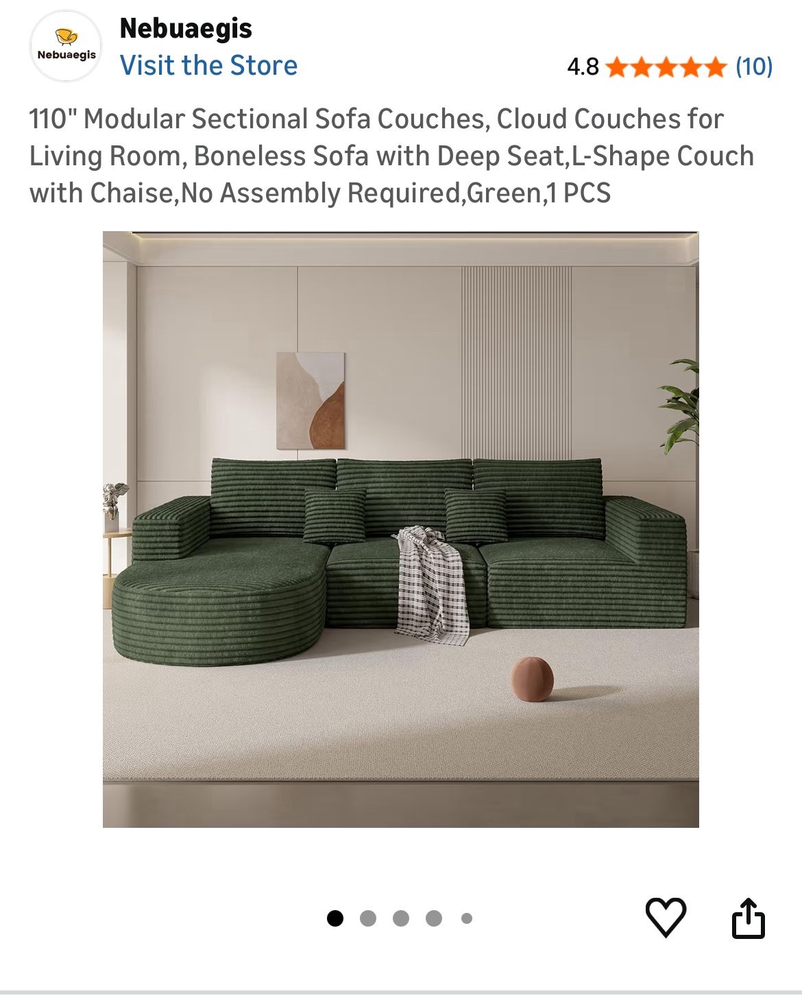 110” Modular Sofa With Chaise