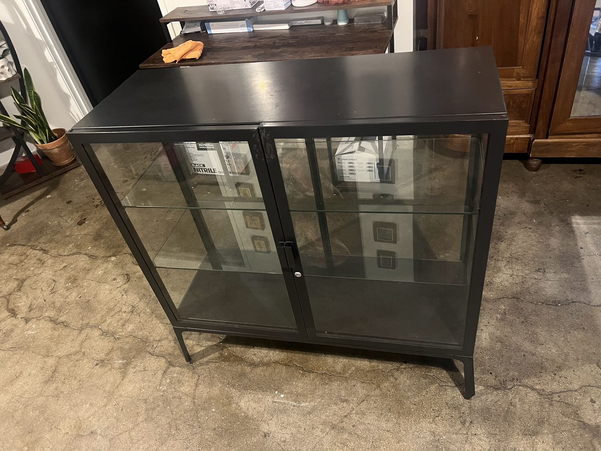 Ikea MILSBO Glass-door cabinet, anthracite, 39 3/4x39 3/8 "