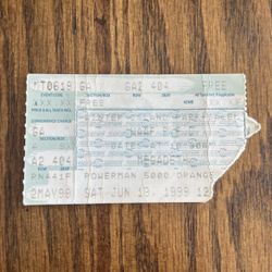 Megadeth Concert Ticket Powerman 5000 Orange 9mm Salem MA WAAF 1999 Vintage