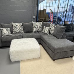 Sectional With Fluffy Ottoman On Sale 