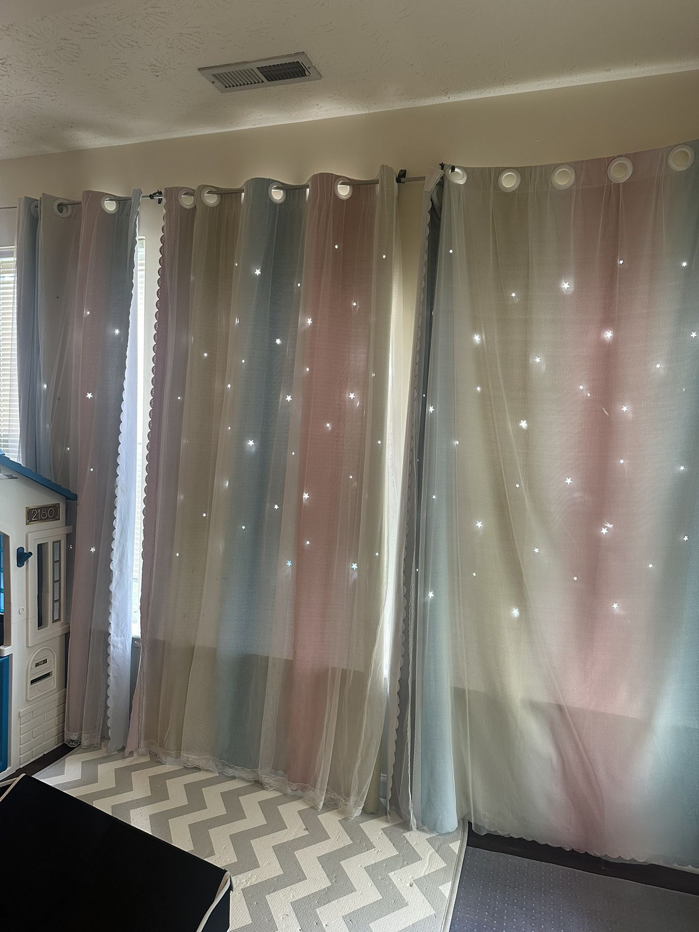 Curtain , Nursery Kids Room Star Cutout Curtains 