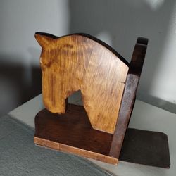 Vintage Desing  Horse Bookend Wood Carved 9"×7" - S100