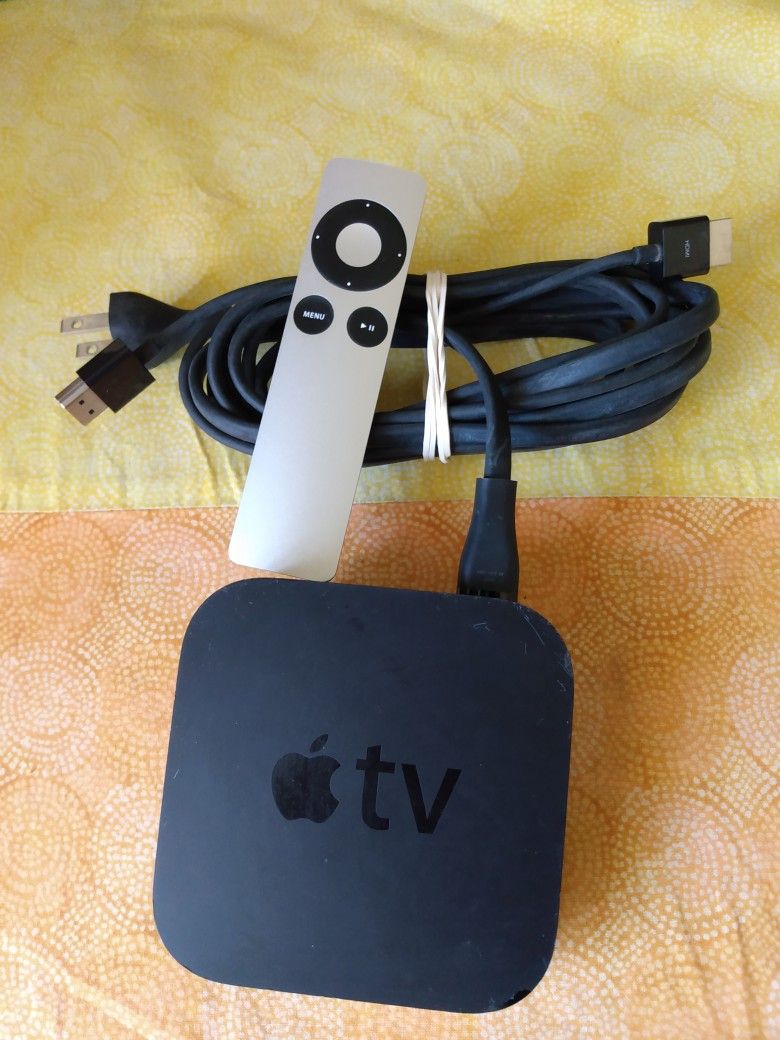 APPLE TV MEDIA STREAMING 8GB HD WI-FI HDMI CABLE REMOTE CONTROL 