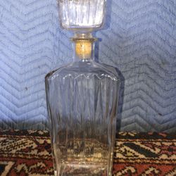 Clear  Glass Bottle, Vintage Style,  With Cork Top. Good for Wine or  Liquor 
