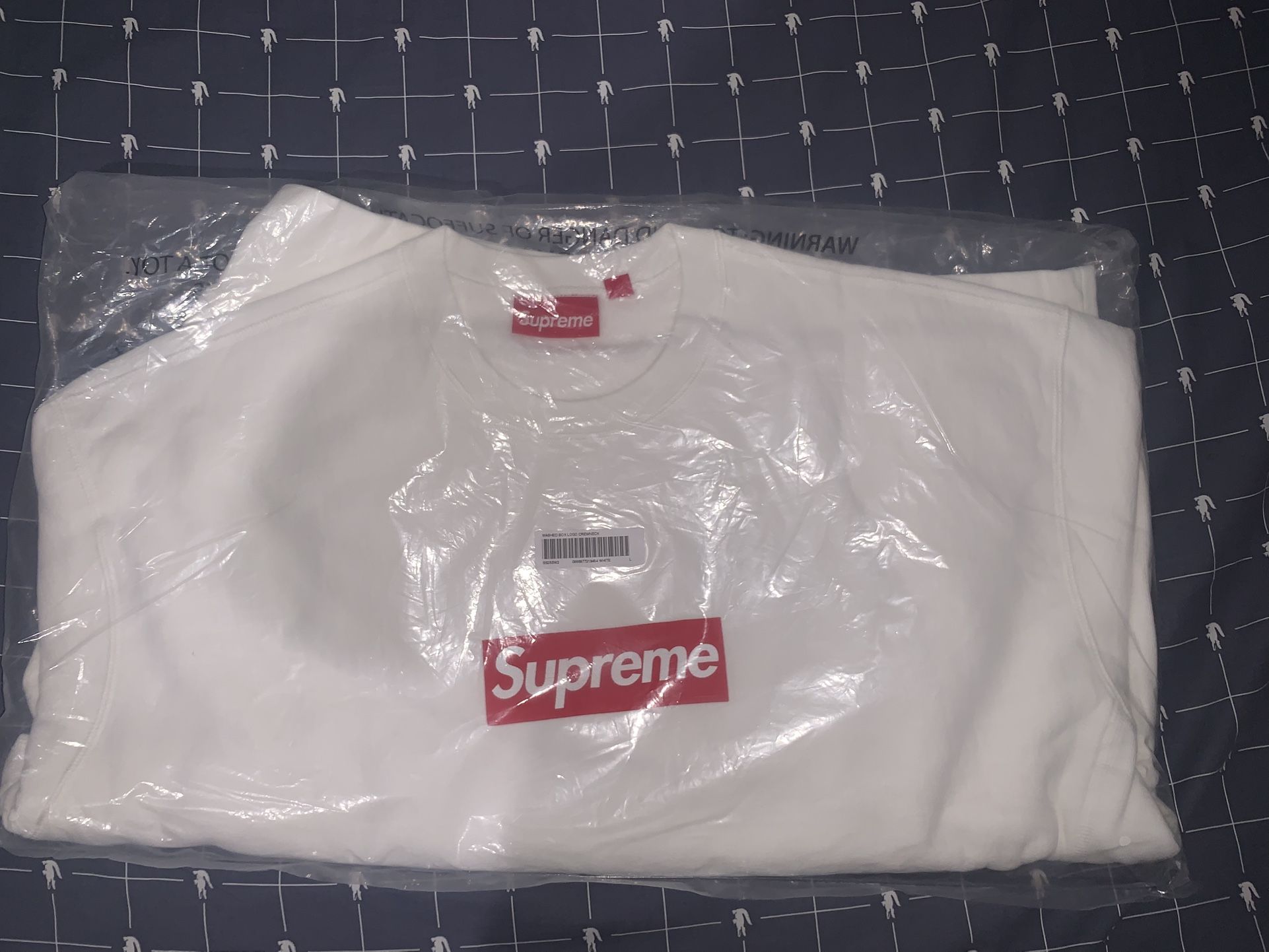 Supreme Washed Box Logo Crewneck White Size Large