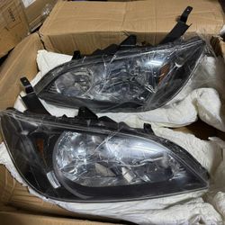 DNA MOTORING HL-OH-HC04-BK-AM Pair of Headlights Compatible with 04-05 Civic 2Dr 4Dr,Black Housing Amber Corner   Hl-civ04.AMBK