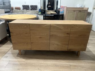 63 inches wide sideboard has 4 doors opening up to plenty of internal cupboard storage, with adjustable