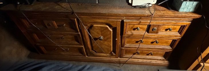 Wooden Dresser with Drawers and Cabinet Doors