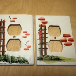 Hand Painted Southwestern Ceramic Plate Outlet Cover 