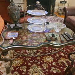 glass iron table. 5 yes old