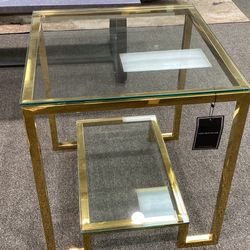 Get Set Glass Gold End Table