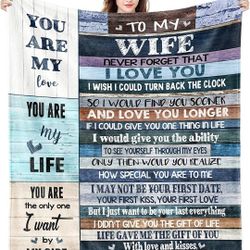 to My Wife Blanket from Husband for Mothers Day Anniversary Romantic Gift,Valentines Day Gifts for Her,Wife Birthday Gift Ideas
