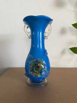 Vintage Blue Glass Vase