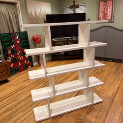 modern open-back display shelf
