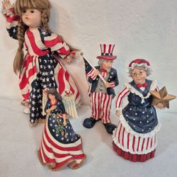 Patriotic Americana Doll and Figurine Set