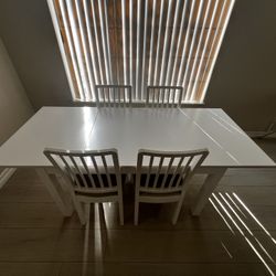 White Dining Table with Chairs from IKEA