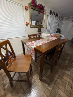 Wood Dining Table with 4 Chairs