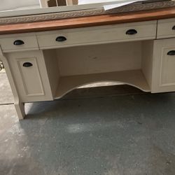 Large Desk With Upper Cabinets- Hutch  And File Cabinet 