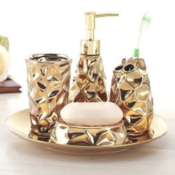 Very beautiful golden four piece bathroom set