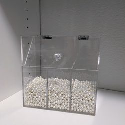 Covered Makeup Brush Holder With Pearls