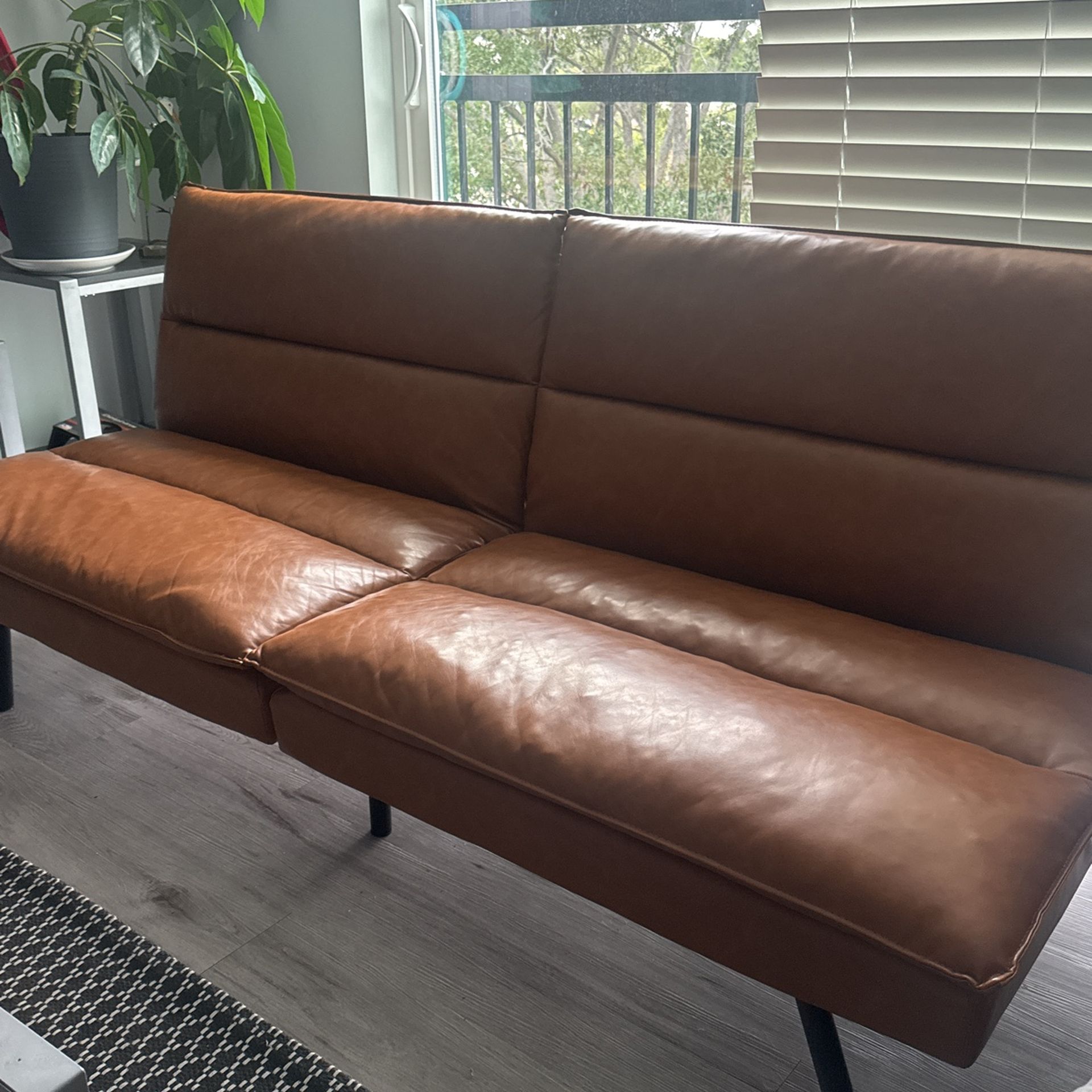 Brown Leather Futon Couch