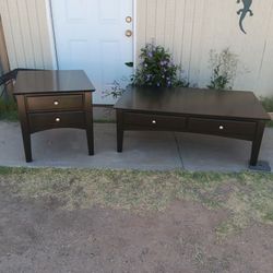 Set Of Black Coffee Table 17"H 47"W 28"D & Side 22"H 23"W 28"D Tables