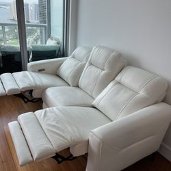 White Leather Electric Sofa