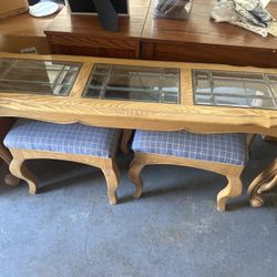 Sofa Table With 2 Upholstered Stools