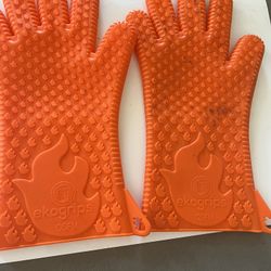 Ekogrips Plus Oven Gloves with Fingers, Comfy Waterproof Silicone Oven Mitts Heat Resistant with Long Cuff, Insulated BBQ Gloves Perfect for Grilling,