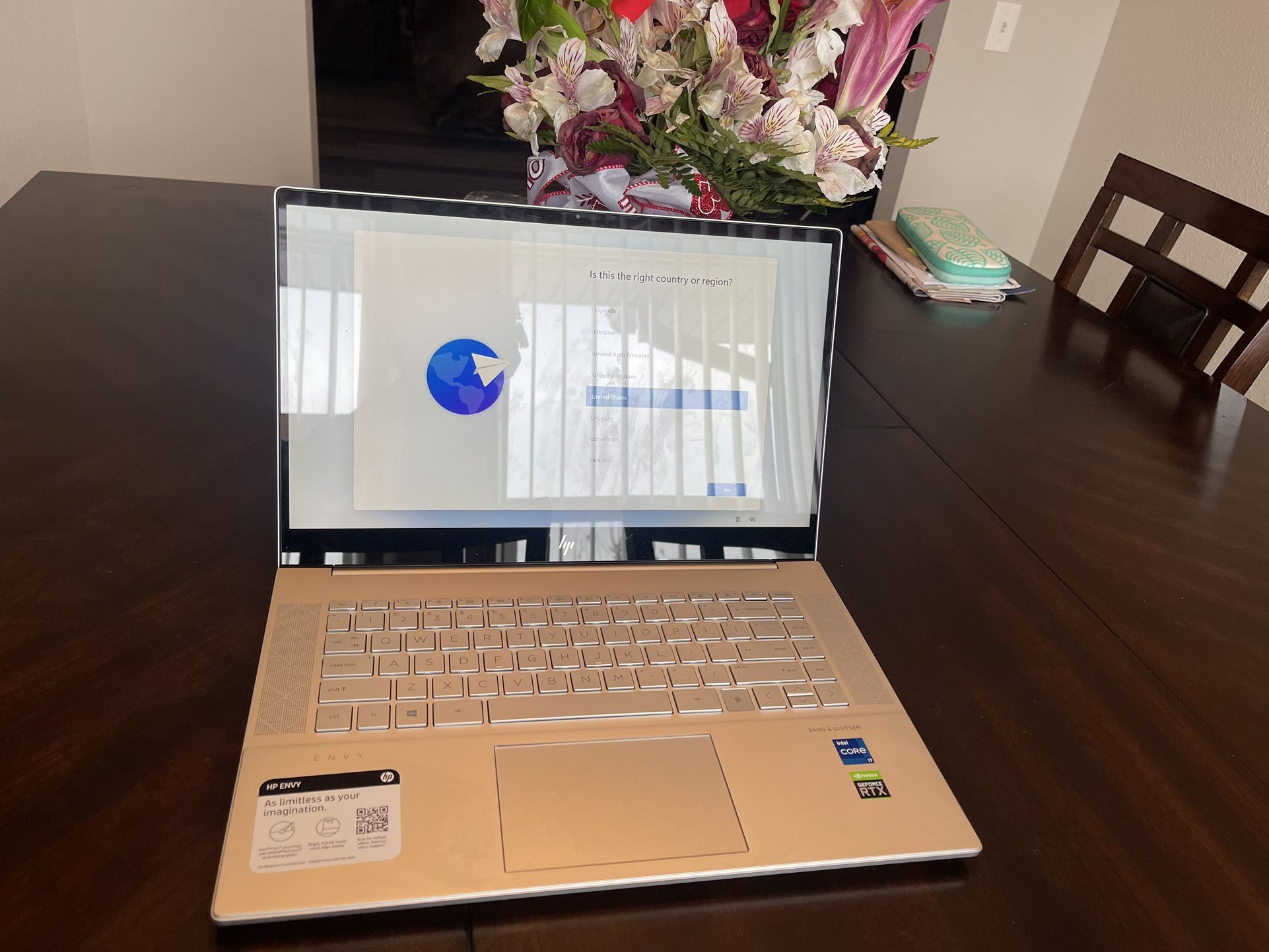 Hp Envy Laptop 15.6” i7 3060 Touch Note