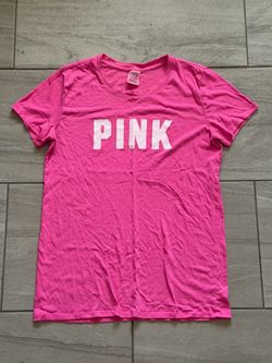 Victoria’s Secret PINK Logo T-Shirt Women’s Size S Hot Pink Short Sleeve Tee