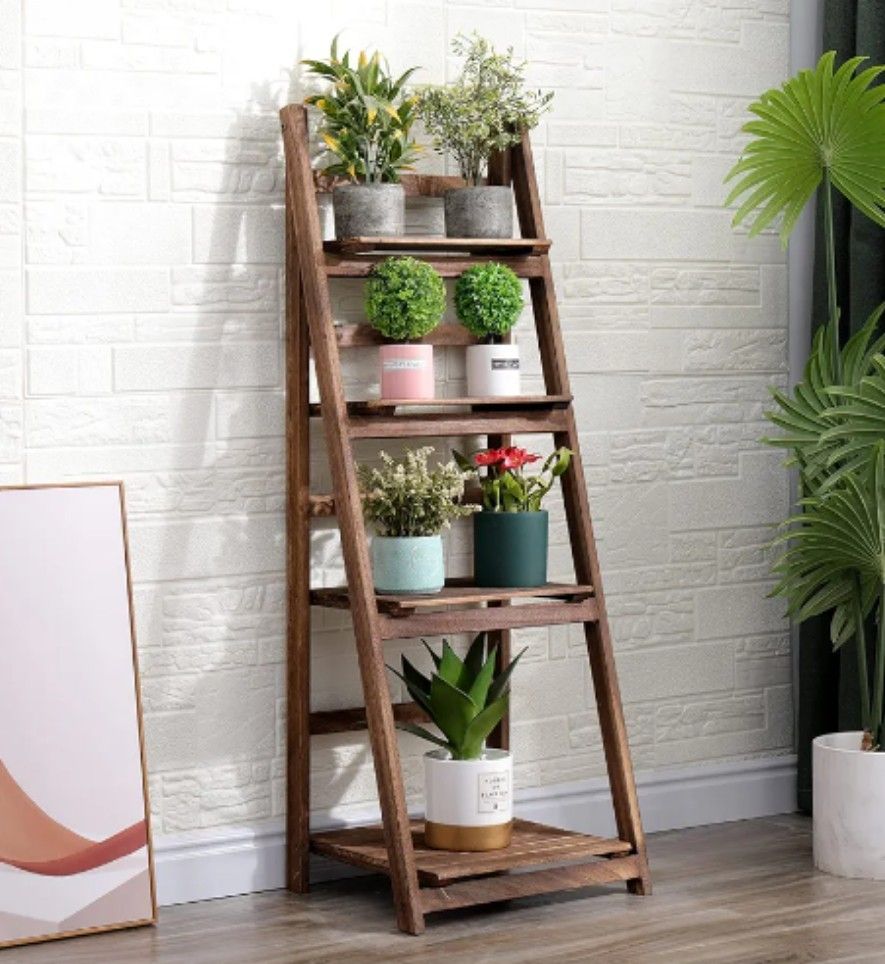 Brand New 45" Merch Wooden Multifunctional Foldable Ladder Shelf