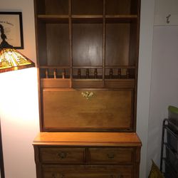 Secretary Desk With Shelves And 3 Drawers