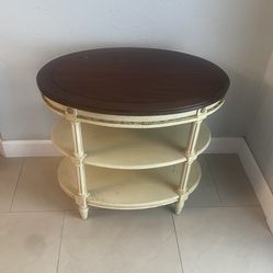 Vintage Wood 3-Tier Oval Accent Side Table